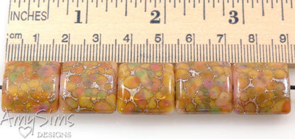 Handmade Gold Pink Bead Nuggets Silvered Cherry Blossoms SRA S0220