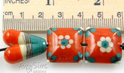 Handmade Lampwork Beads Orange Southwest Set SRA S0252