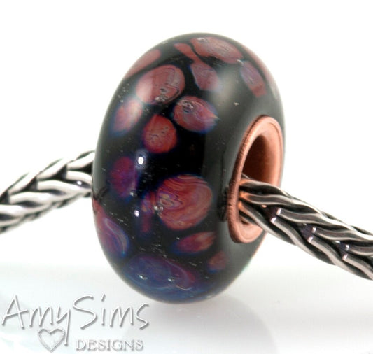 Copper Cored Dark Multicolored Artisan Lampwork Glass Bead B0941-8