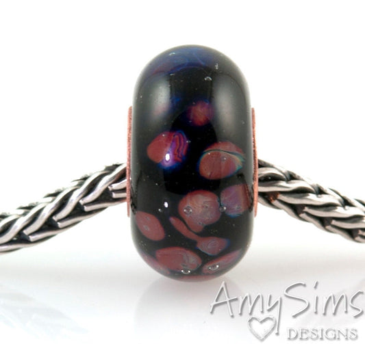 Copper Cored Dark Multicolored Artisan Lampwork Glass Bead B0941-8