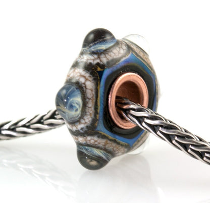 Copper Cored Bumpy Kronos Blue Artisan Lampwork Glass Bead B0941-