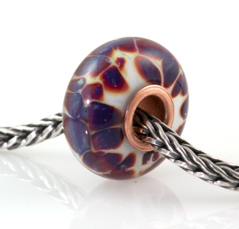 Copper Cored Purple-Pink Artisan Lampwork Glass Bead B0941-6