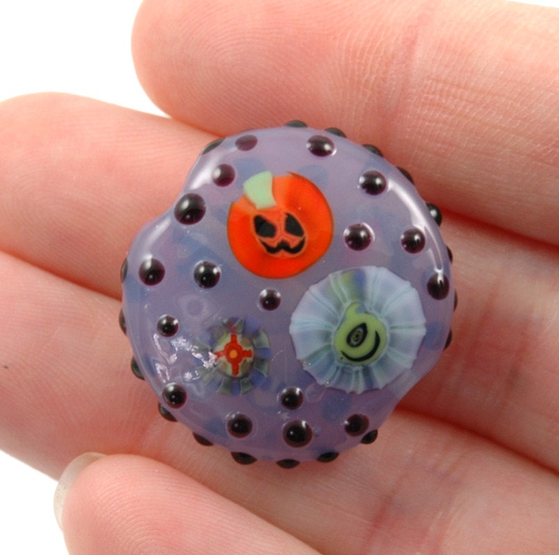 Halloween Fun Focal Lampwork Glass Bead