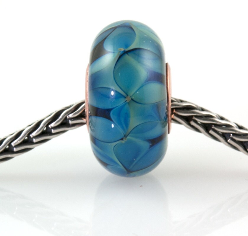 European Big Hole Copper Core Lampwork Glass Bead Kronos Petals