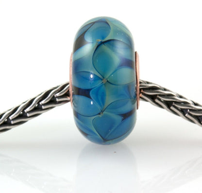 European Big Hole Copper Core Lampwork Glass Bead Kronos Petals