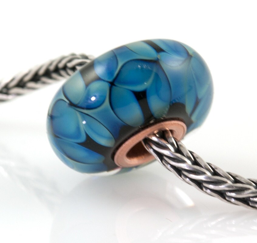 European Big Hole Copper Core Lampwork Glass Bead Kronos Petals