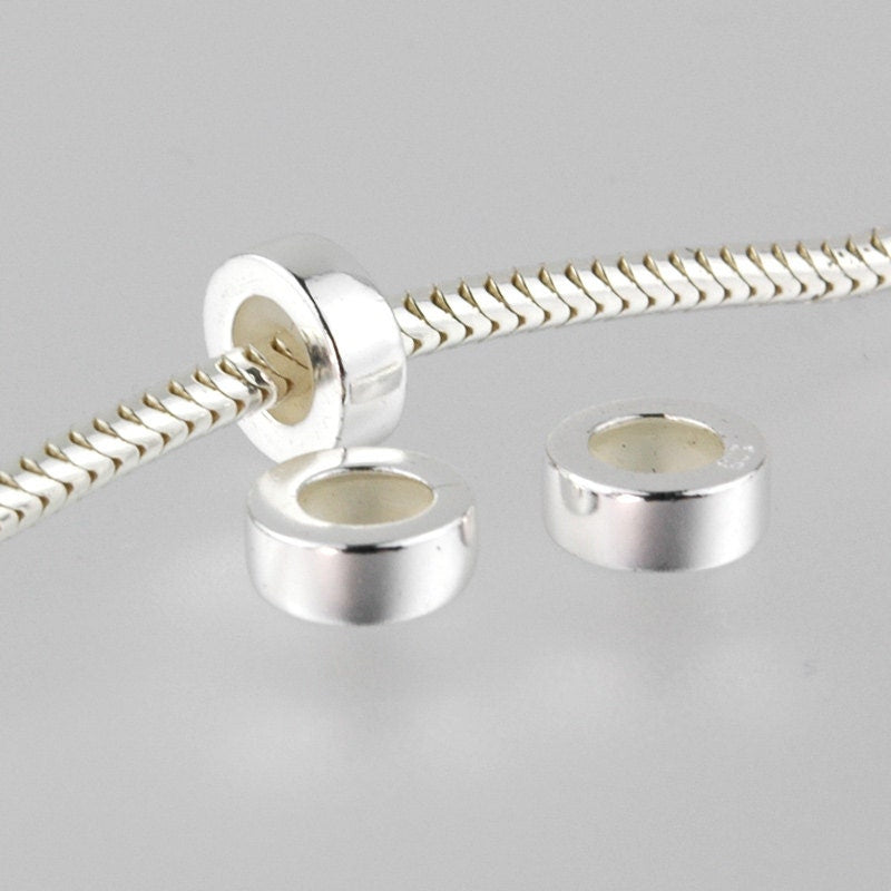 Sterling Silver Silicone Lined Stopper for European Charm Bracelets Beads