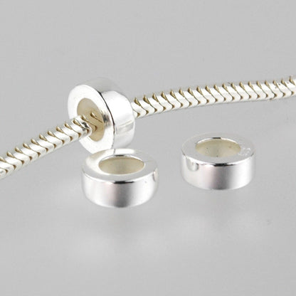 Sterling Silver Silicone Lined Stopper for European Charm Bracelets Beads
